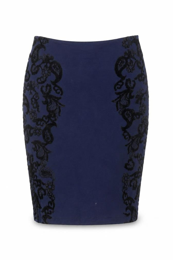Marks & Spencer Women's Black Embroidered Pencil Skirt