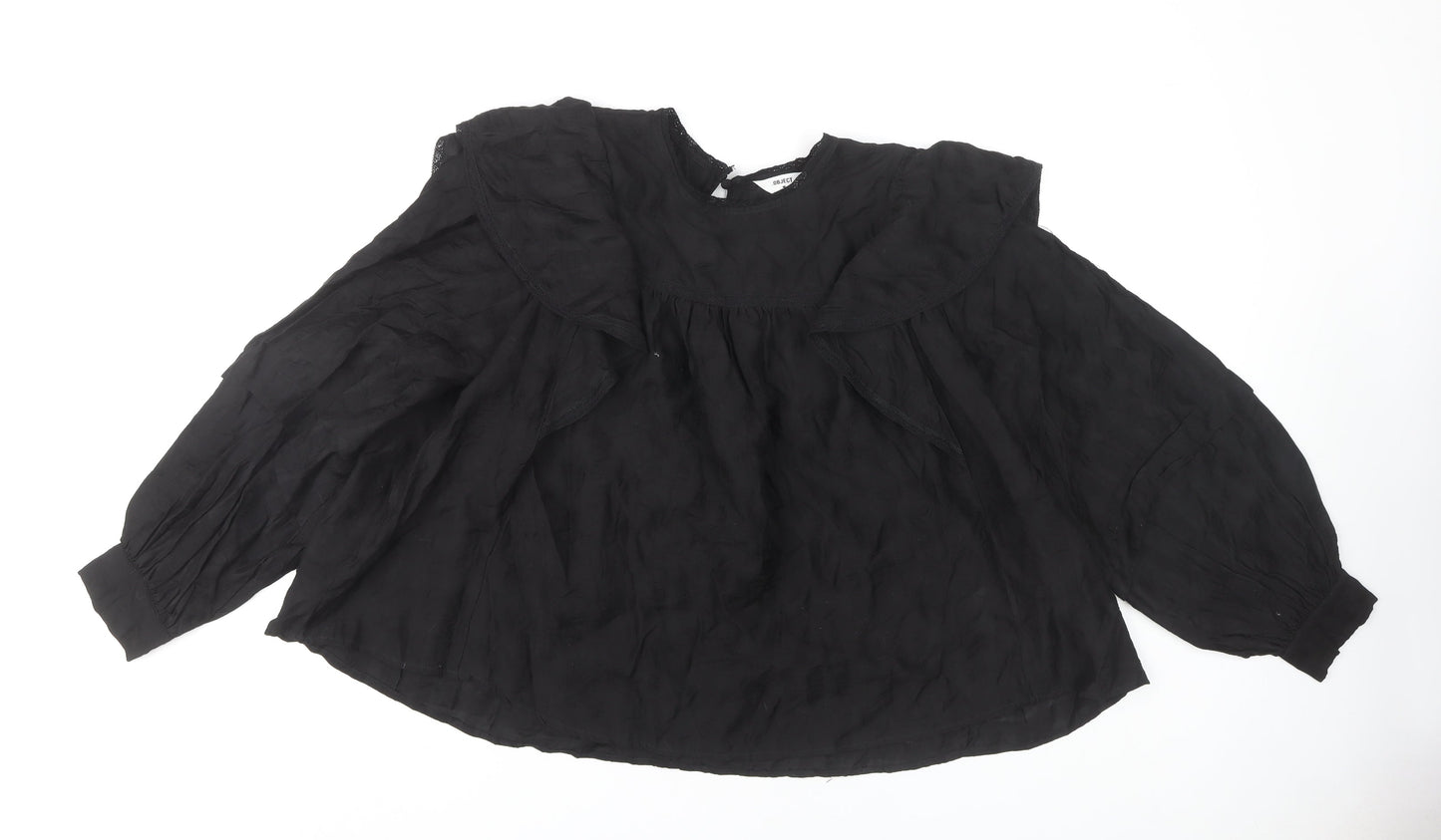 OBJECT Women's Black Ruffle Blouse, Size 12