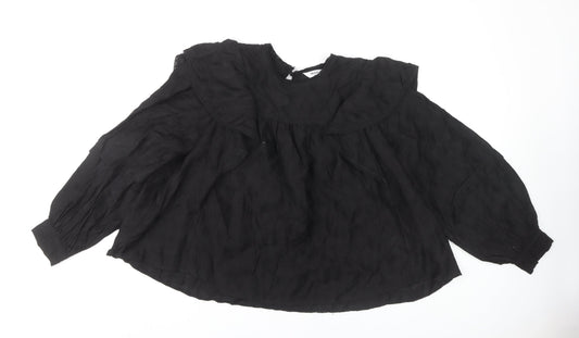 OBJECT Women's Black Ruffle Blouse, Size 12