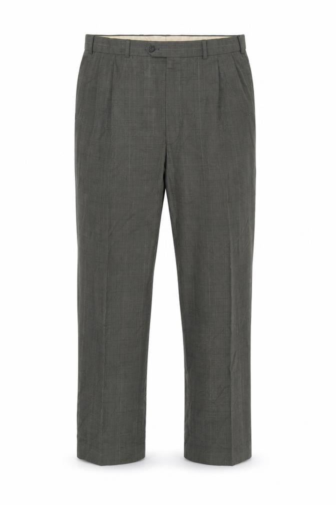 Marks & Spencer Men's Olive Check Trousers, Size L