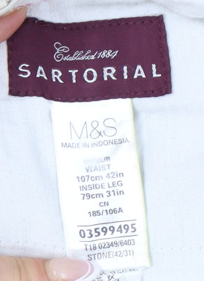 Marks & Spencer Men's Beige Chino Trousers Size L