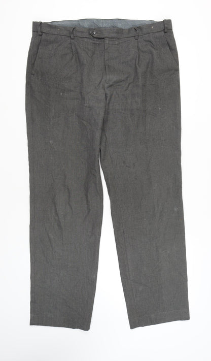 Marks & Spencer Men's Grey Regular Trousers