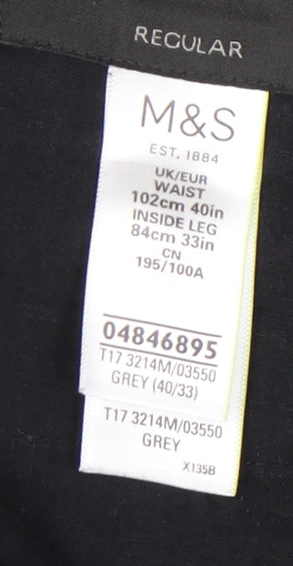 Marks & Spencer Men's Grey Regular Trousers