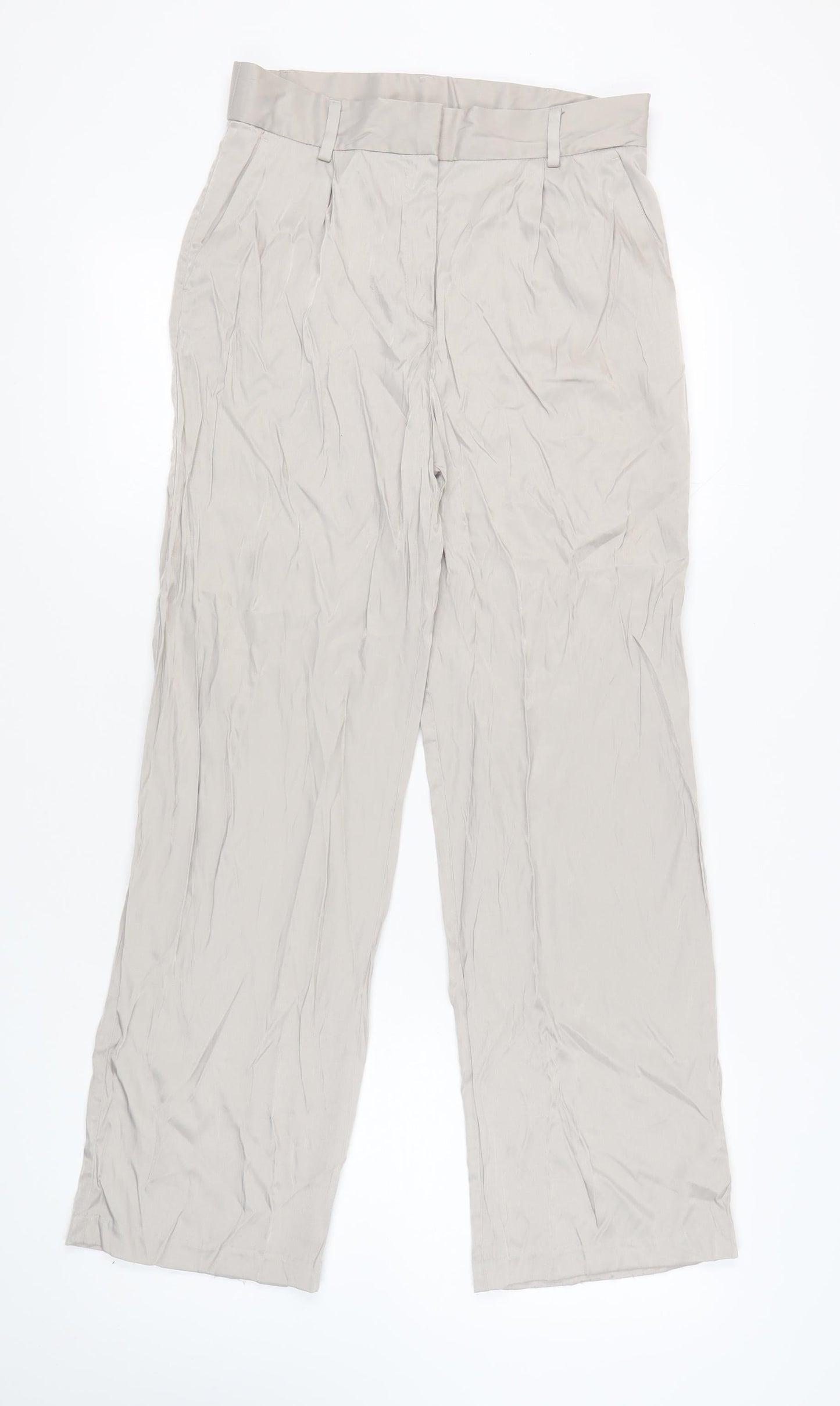 H&M Women's Beige Straight Trousers Size 12
