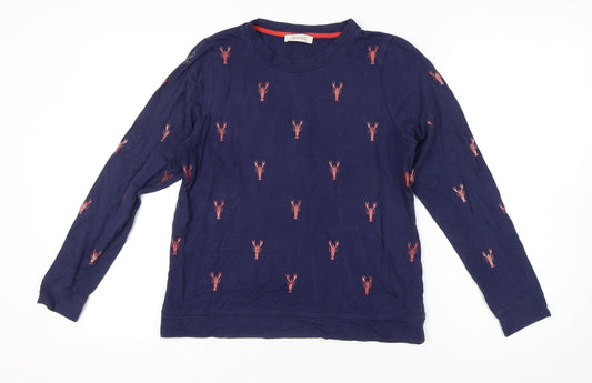 Oasis Women's Blue Animal Print Crew Neck Top - S