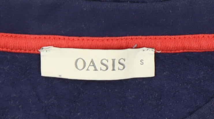 Oasis Women's Blue Animal Print Crew Neck Top - S