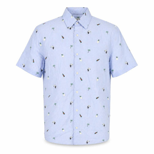 Marks & Spencer Men's Blue Graphic Print Shirt S