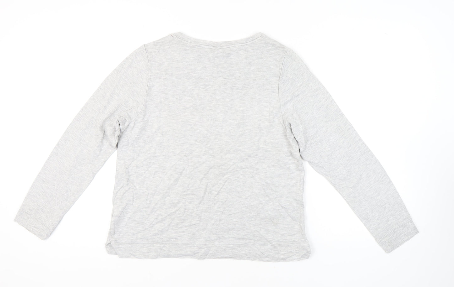Oasis Women's Grey Pyjama Top, M, Long Sleeve, Flamingo Bells