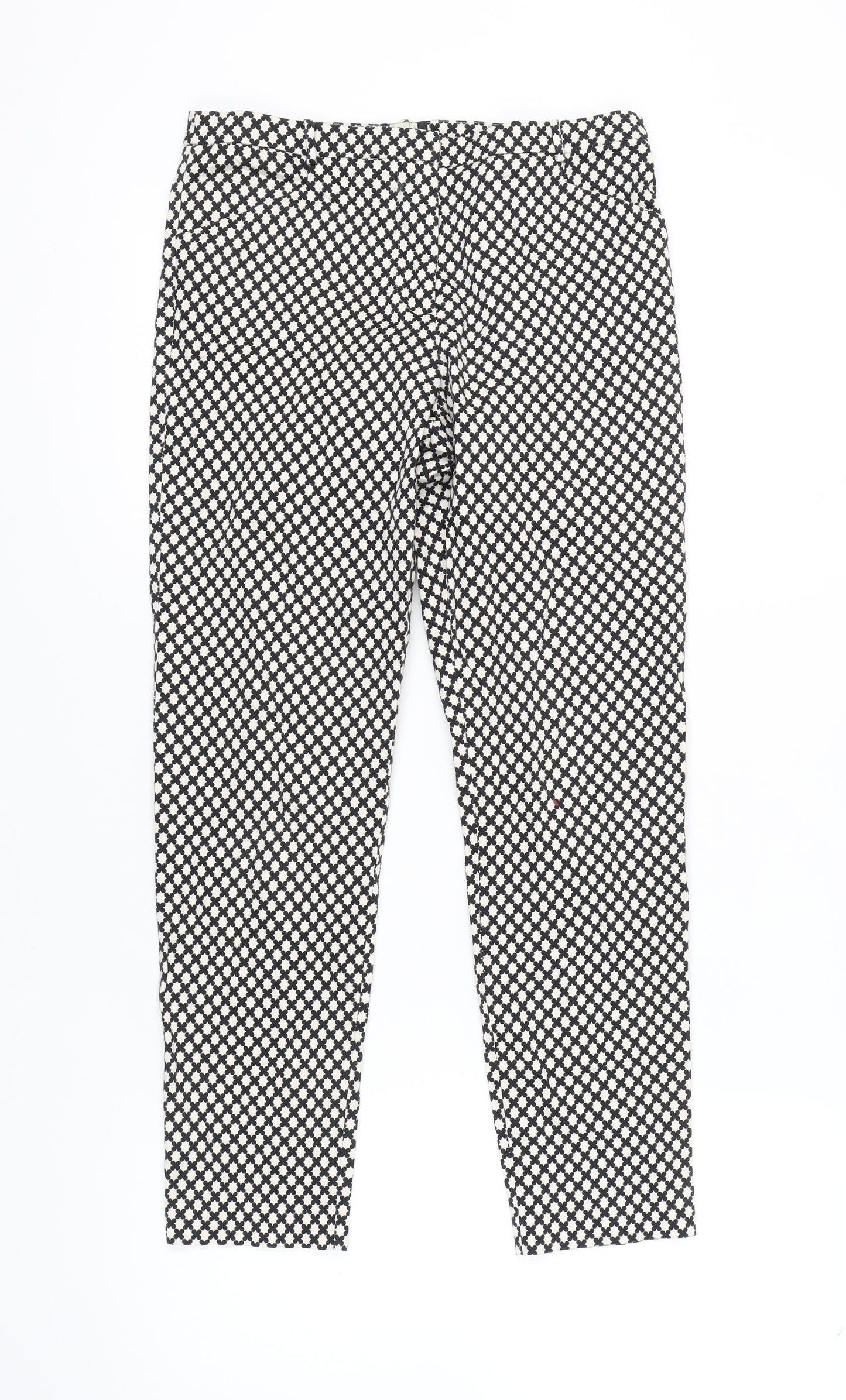 Oasis Women's Black Argyle Trousers Size 10