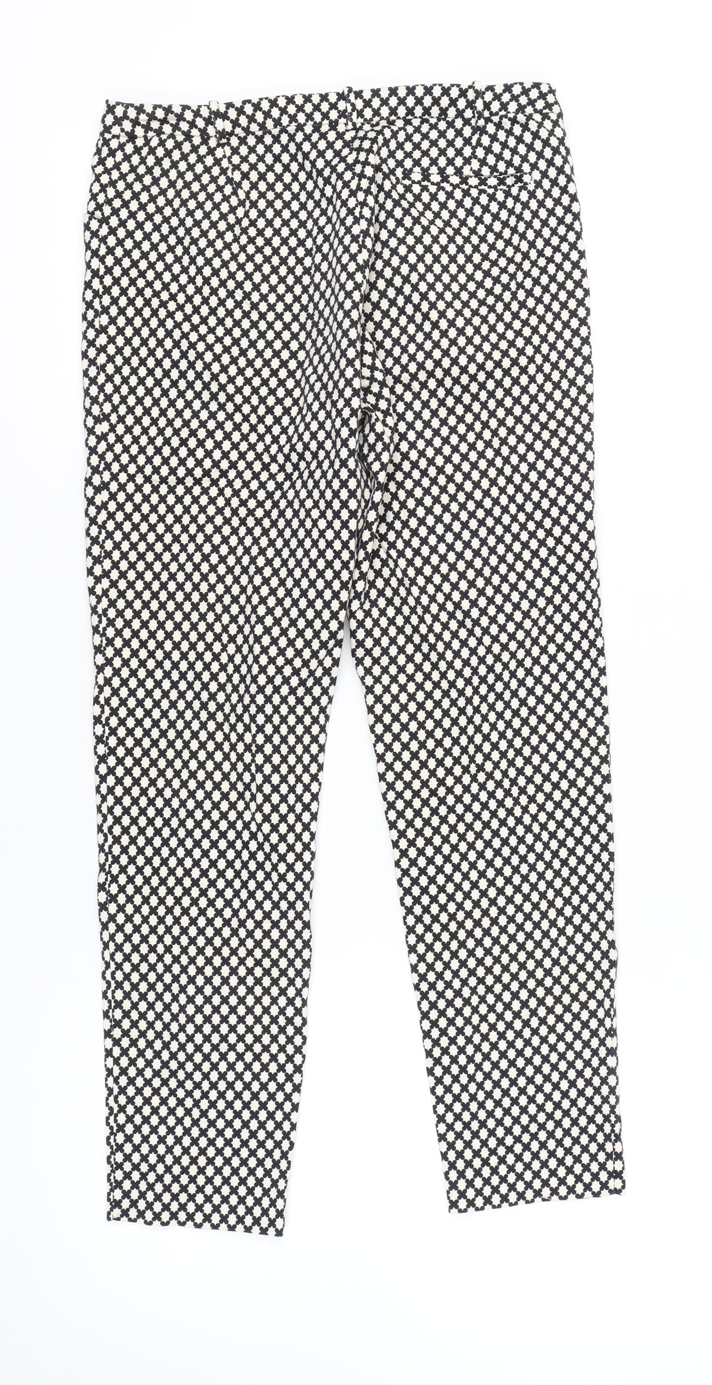 Oasis Women's Black Argyle Trousers Size 10