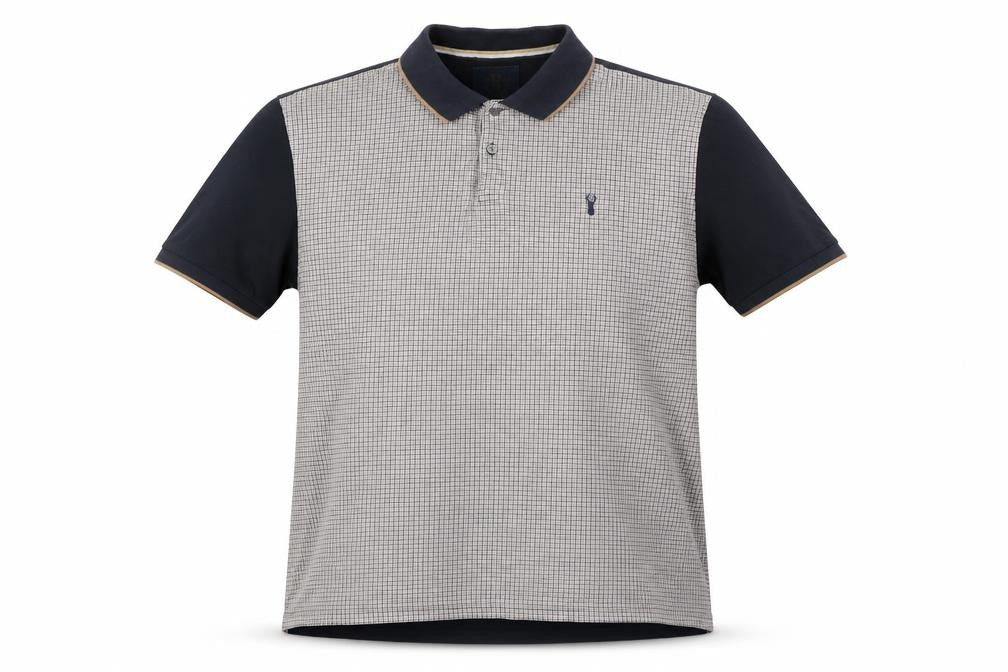 Next Men's Black Geometric Collared Polo Shirt XL