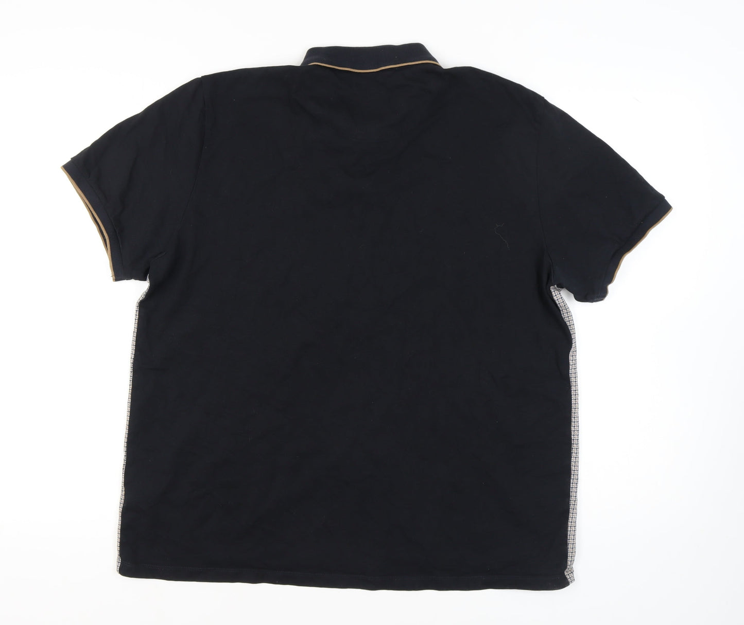 Next Men's Black Geometric Collared Polo Shirt XL