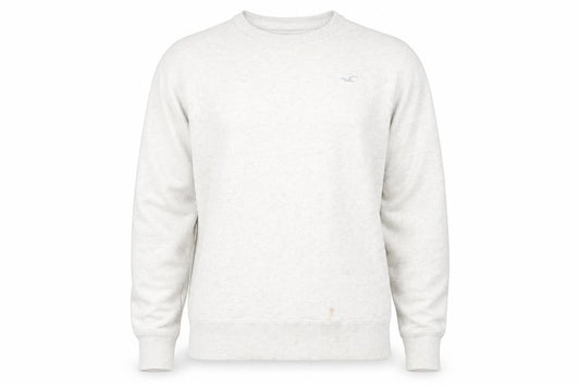 Hollister Men's White Crew Neck Pullover Sweatshirt M