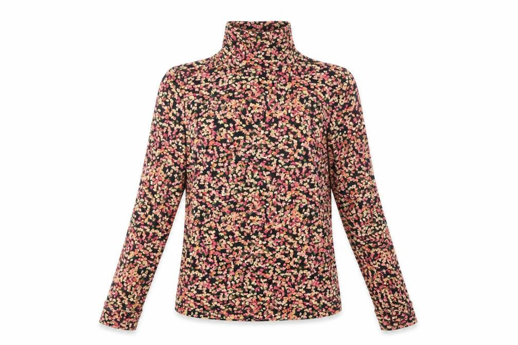 H&M Women's Multicoloured XS Floral Mock Neck Top