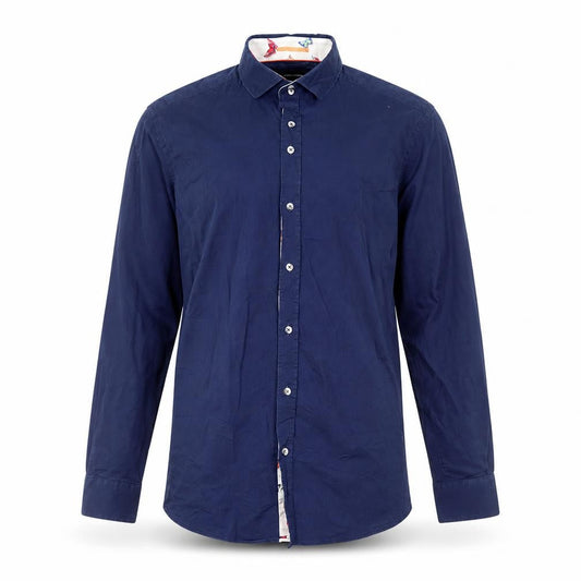 Guide London Men's Blue Slim Fit Button-Up Shirt