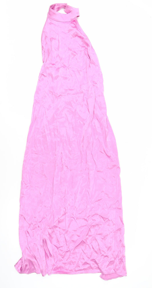 Zara Women Pink Mock Neck Sleeveless Dress