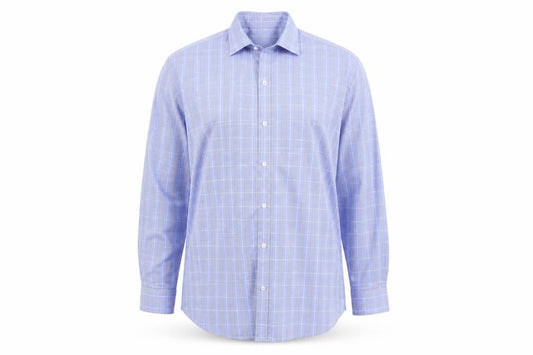 Scott & Taylor Men's Blue Check Long Sleeve Shirt