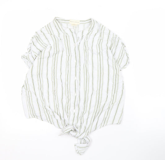 Madison & Monroe Women's White Striped Button-Up Shirt M