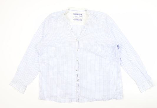 Marks and Spencer Women's Blue Striped Button-Up Shirt Size 20
