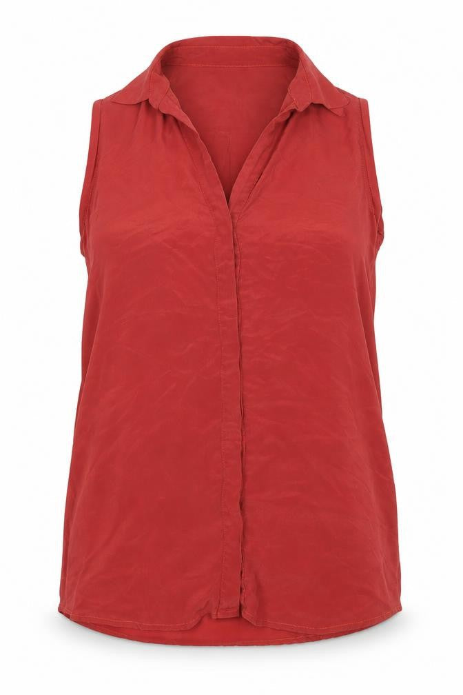 Mango Collection Women's Red Sleeveless Collared Top