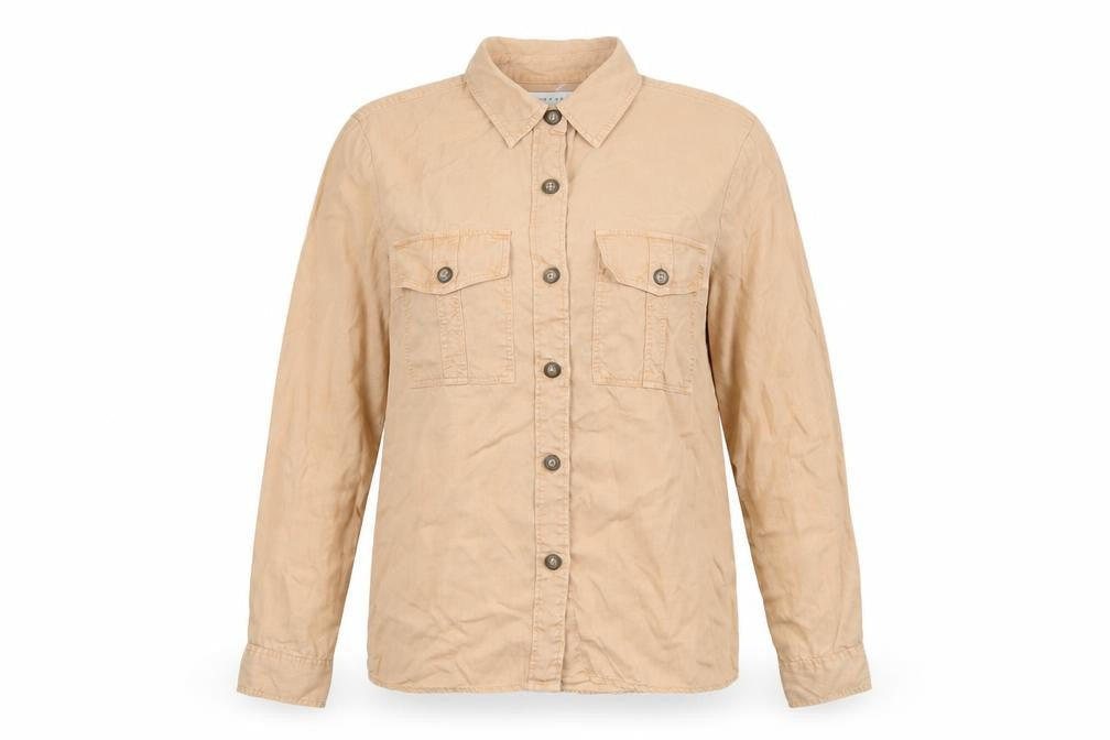 Topshop Women's Beige Button-Up Shirt Size 6