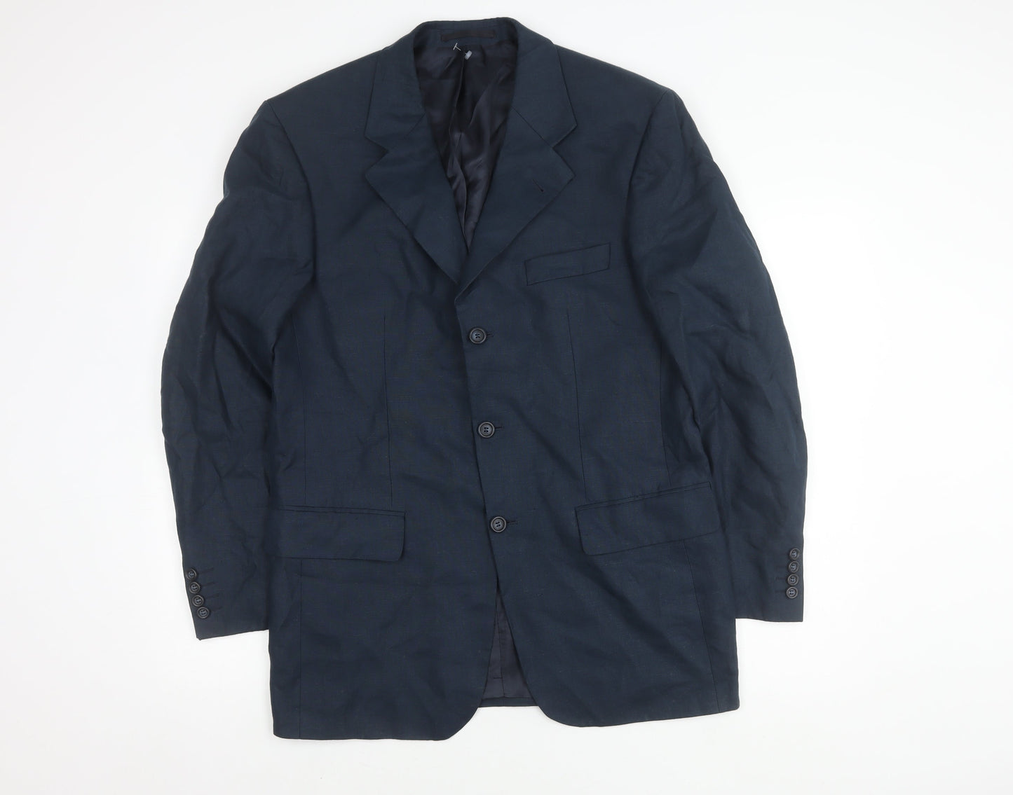 Tom English Men's Blue Linen Blazer, Size 40 Regular