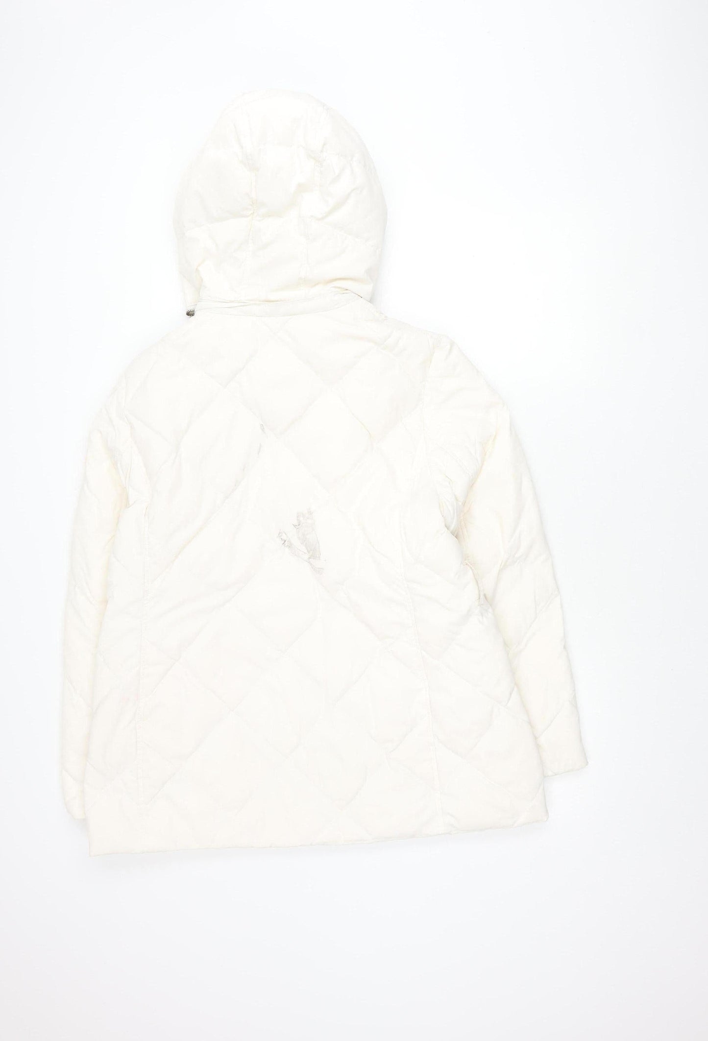 Maine New England Women White Hooded Quilted Jacket 16
