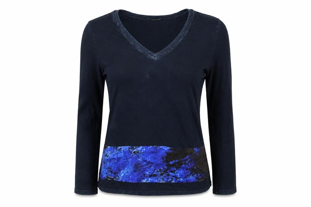 Cotton Citizen Women's Blue Long Sleeve V-Neck Top