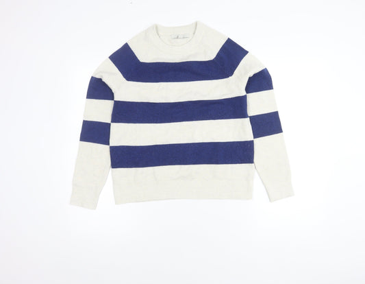 Marks and Spencer Women's Blue Striped Pullover Jumper S
