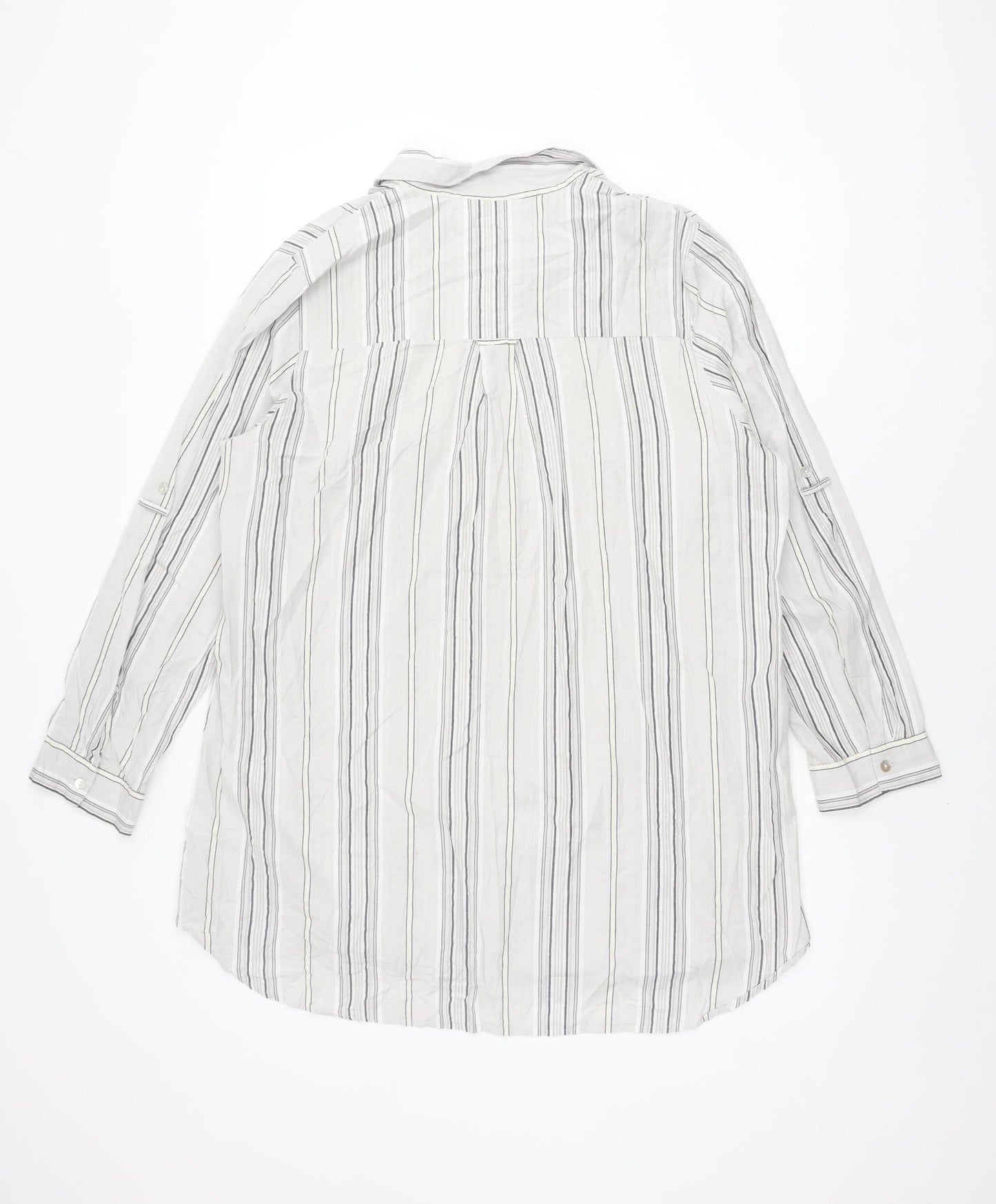 Marks and Spencer Women's Grey Striped Button-Up Shirt