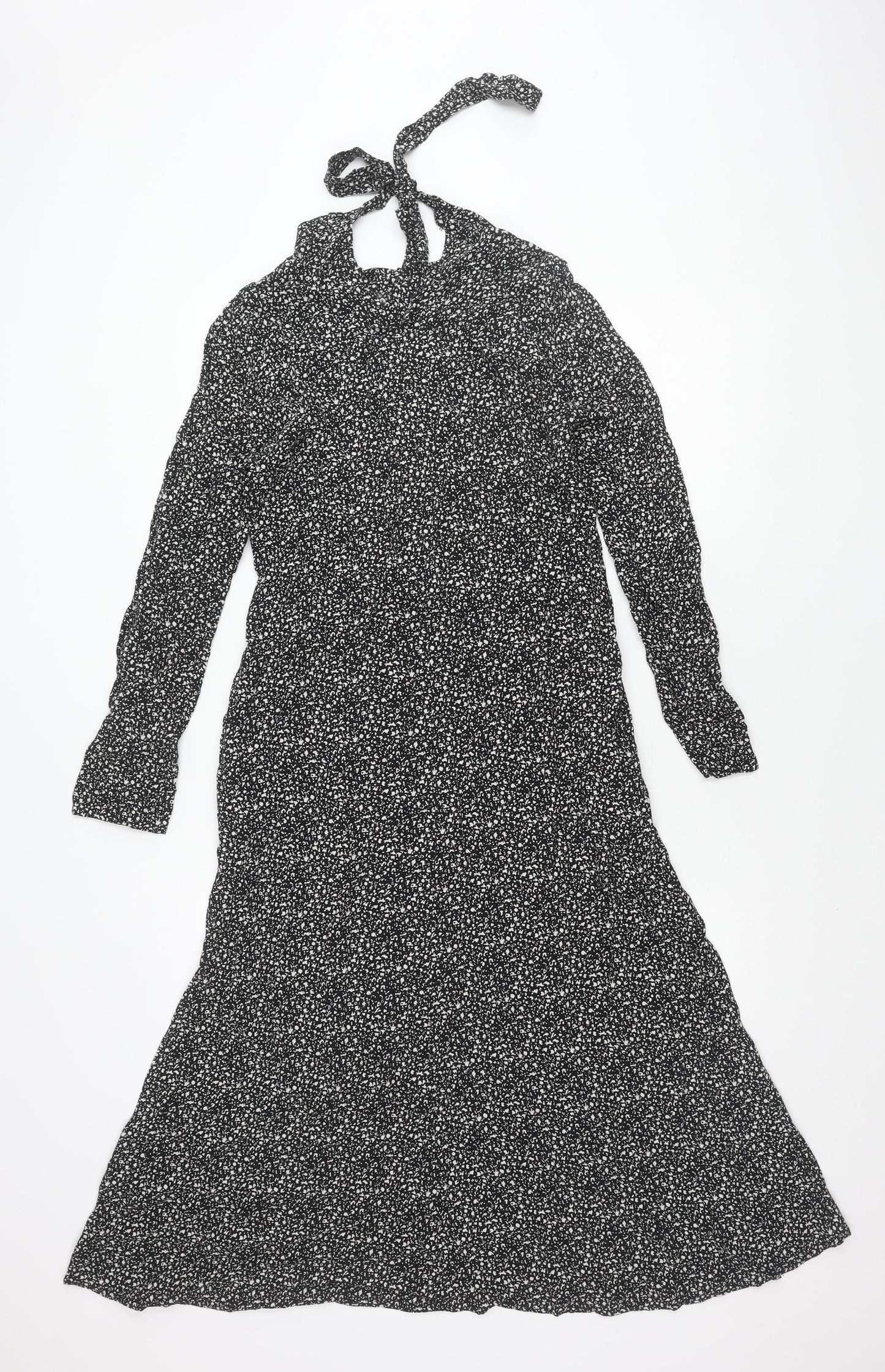 M&S Women's Black A-Line Knee Length Dress, Size 8