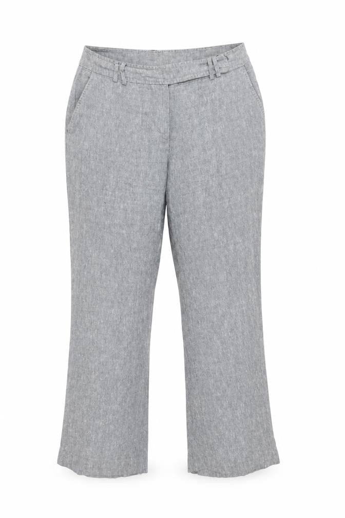 J. Taylor Women's Grey Straight Leg Linen Trousers