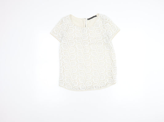 Zara Basic Women’s Ivory Crochet Blouse, Size S, Summer Elegance