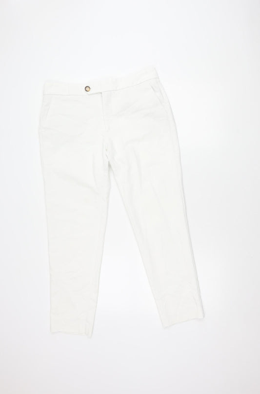 MNG White Straight Women's Trousers Size 14
