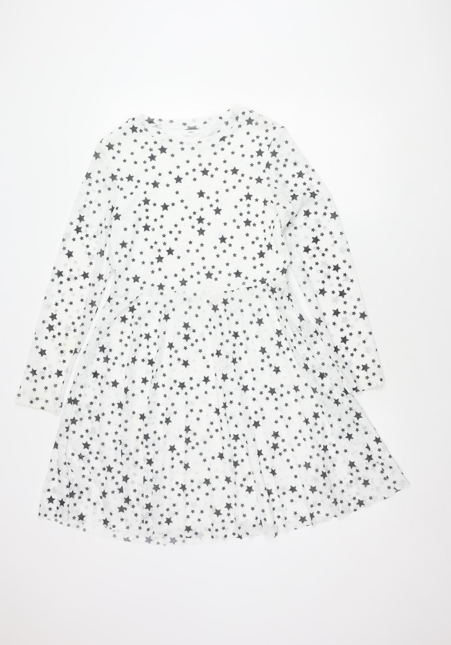 Marks and Spencer Girls White Star Dress 12-13 Years
