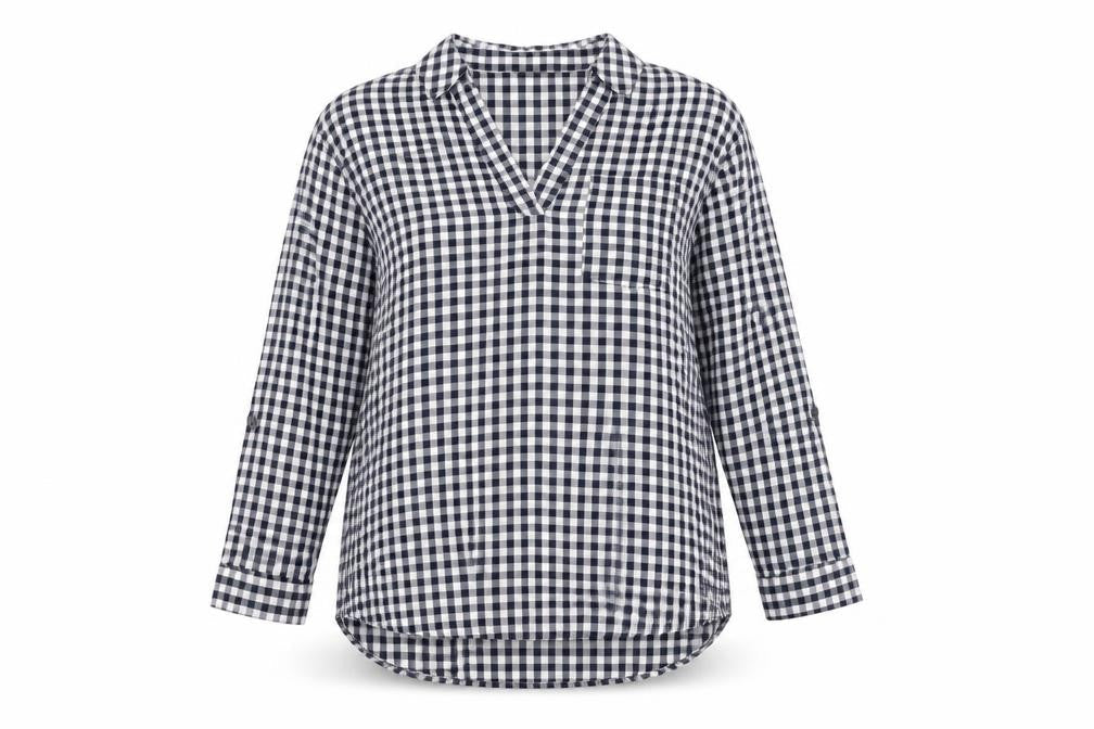 Bonmarché Women's Blue Check Button-Up Shirt Size 14