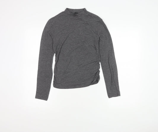 Stradivarius Women's Grey Knit High Neck Top M
