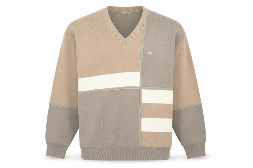 Firenze Men's Beige XL V-Neck Pullover Jumper