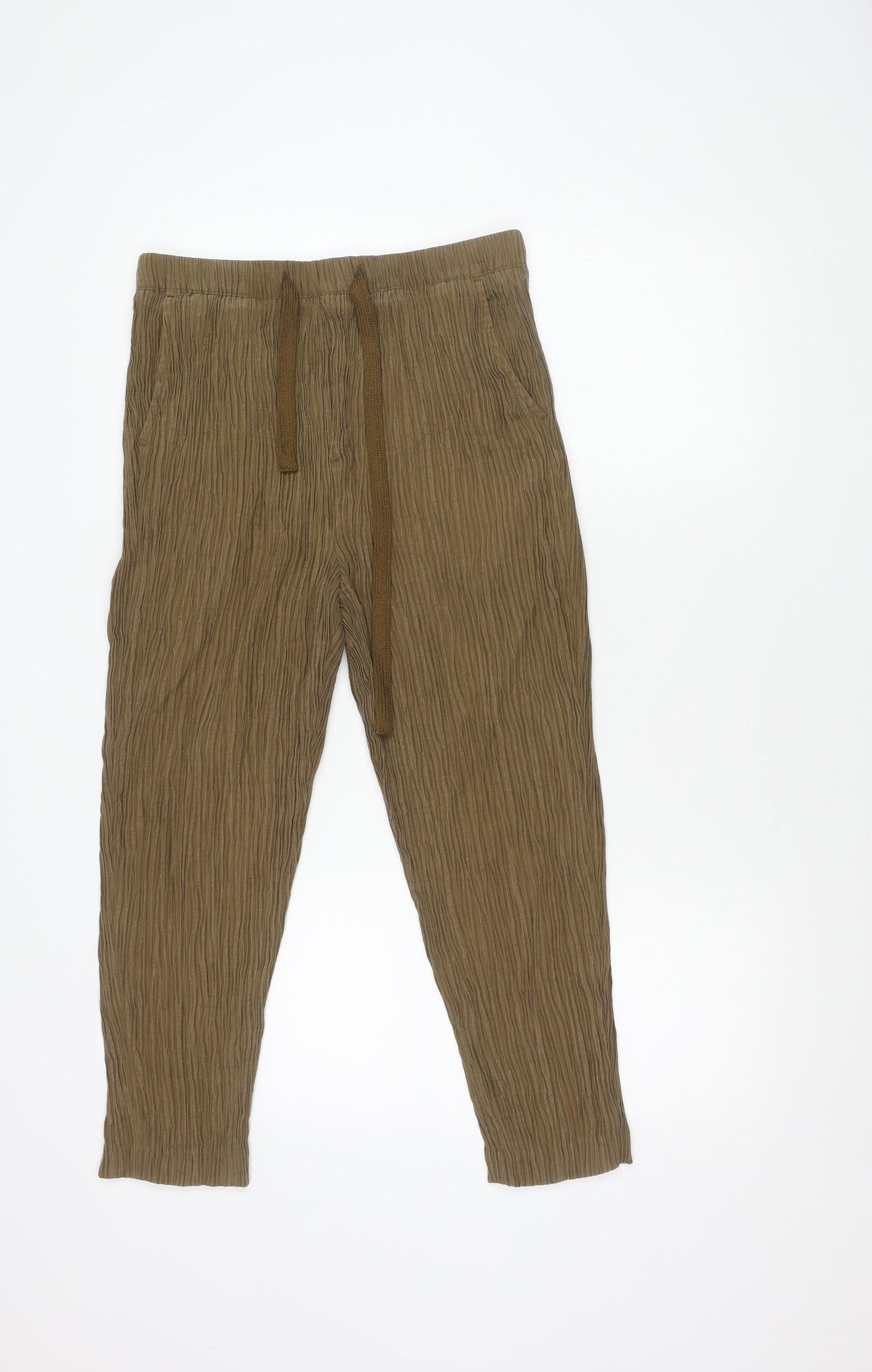 Zara Women's Brown Trousers, Size S, Mid Rise, Flat Front