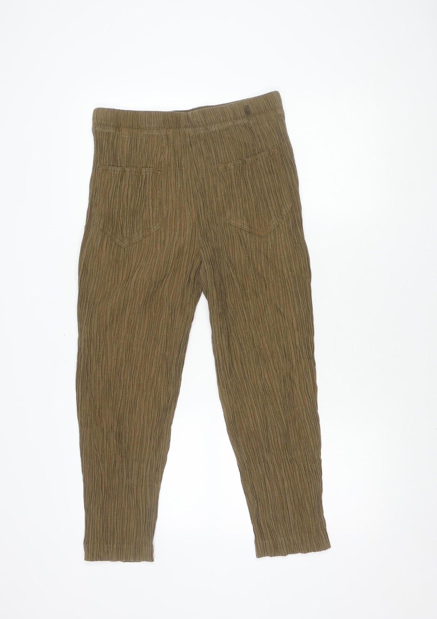 Zara Women's Brown Trousers, Size S, Mid Rise, Flat Front