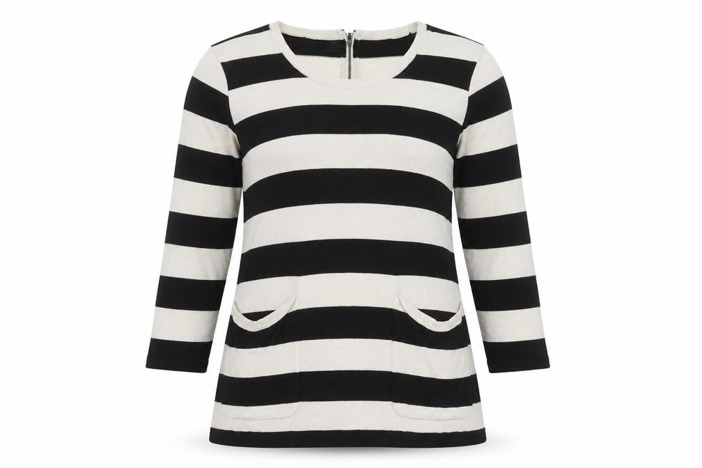 Masai Women's Black Stripe Tunic Jumper, Size S
