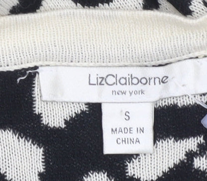 Liz Claiborne Women's Black & Ivory Open Front Cardigan Size S