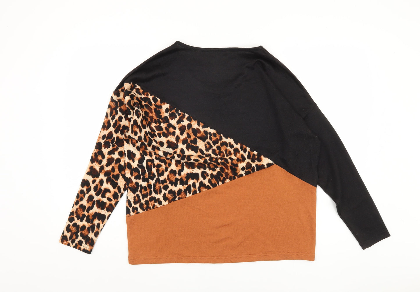 Klass Women's Black Brown Animal Print Pullover Jumper M