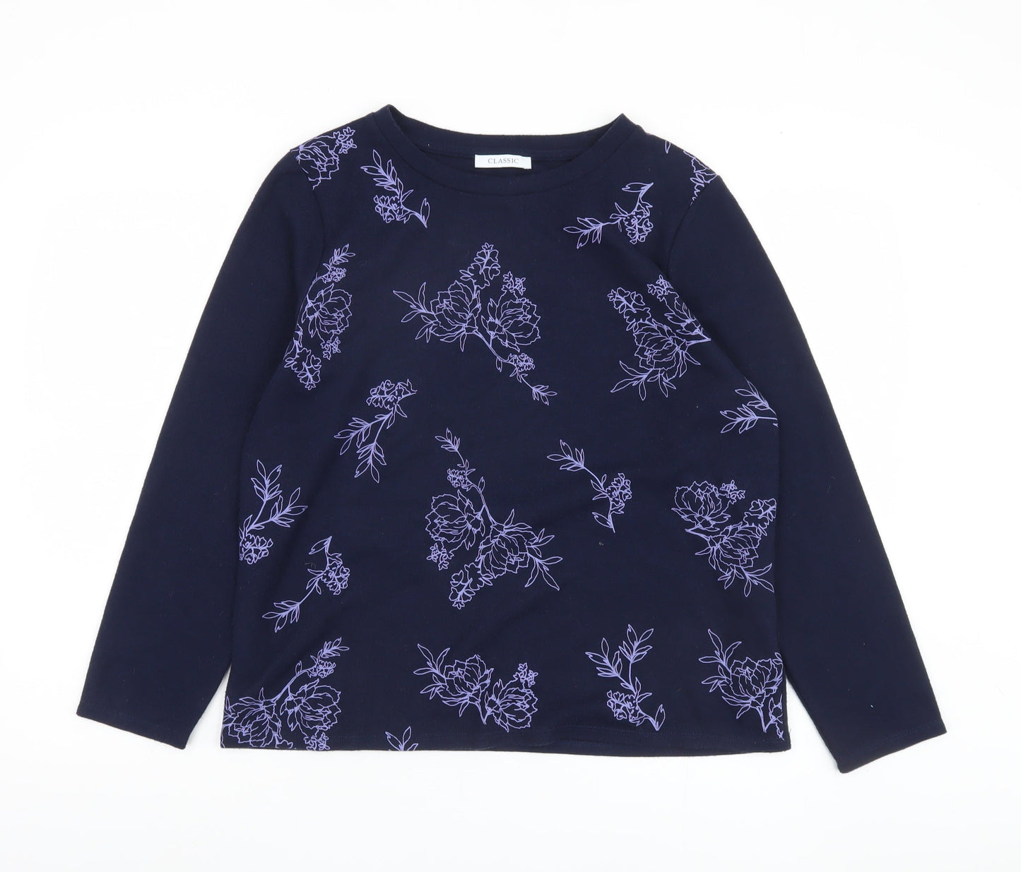 Marks and Spencer Women Blue Floral Pullover Jumper Size 16