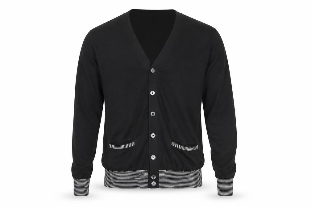 Simon Carter Men's Black V-Neck Cardigan Size M