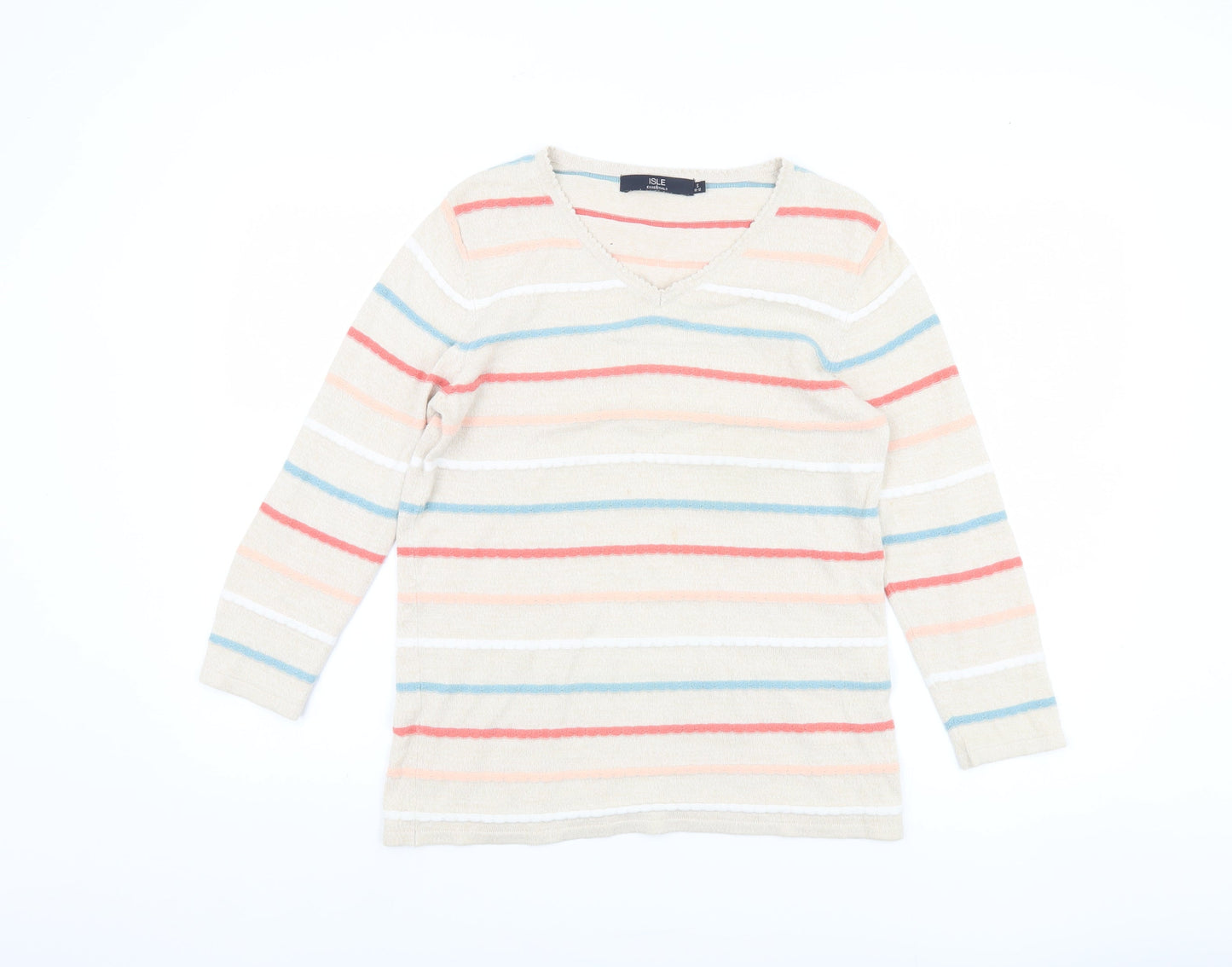 Isle Essentials Women's Beige Striped Pullover S