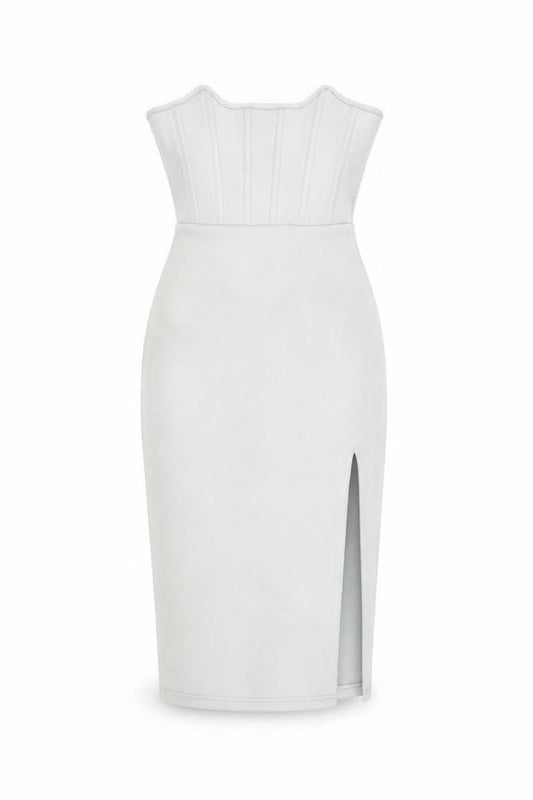 Oh Polly Women's Grey Belted Dress, Size 8, Zip Closure