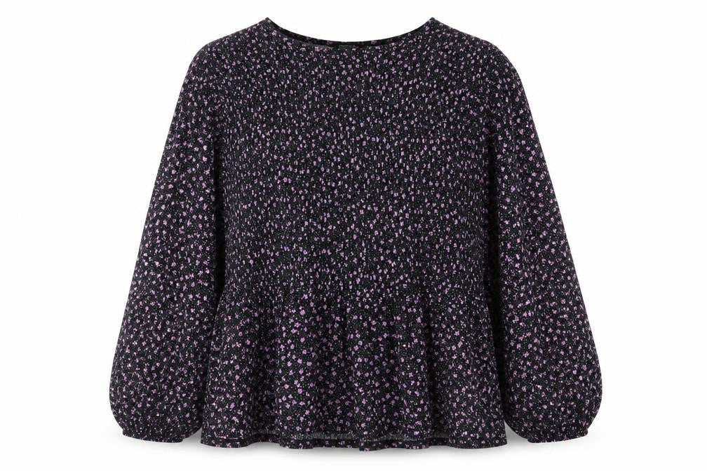 Simply Be Women's Black Floral Long Sleeve Plus Top