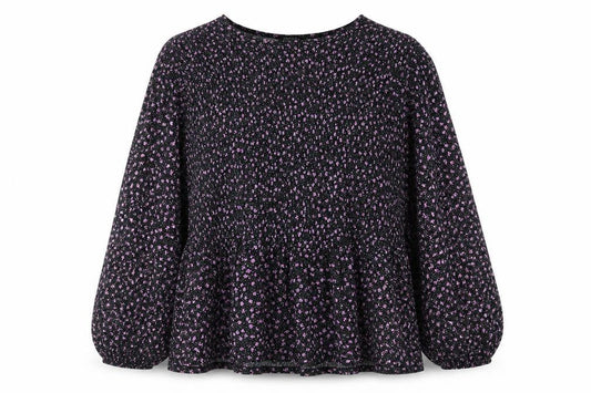 Simply Be Women's Black Floral Long Sleeve Plus Top