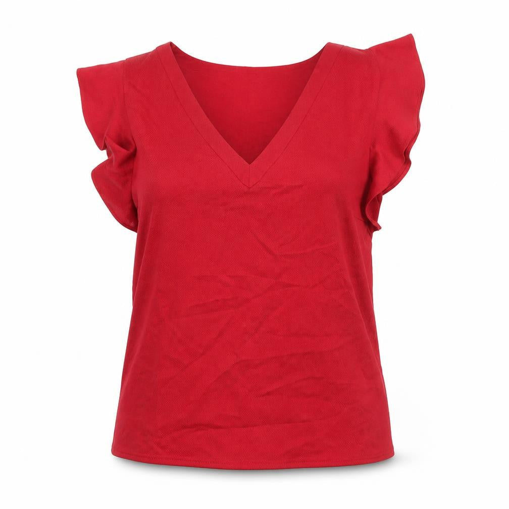 Oasis Women's Red V-Neck Sleeveless Blouse Size M